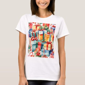 Colorful Christmas Gifts Watercolor  Pattern 