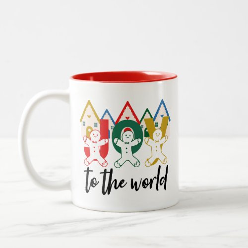 Colorful Christmas Gingerbread Houses and Men Two_Tone Coffee Mug