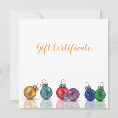 Colorful Christmas Glitter Ornament Gift Card