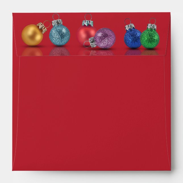 Colorful Christmas Glitter Ornaments Envelope (Back (Top Flap))