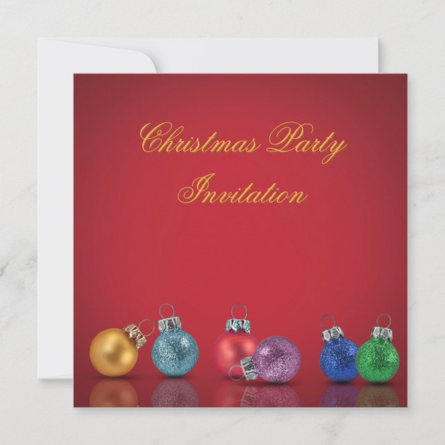 Colorful Christmas Glitter Ornaments Invitation (Front)