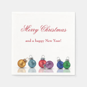 Colorful Christmas Glitter Ornaments Napkins