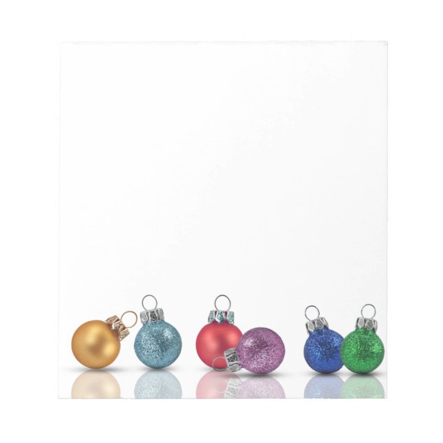 Colorful Christmas Glitter Ornaments Notepad (Front)