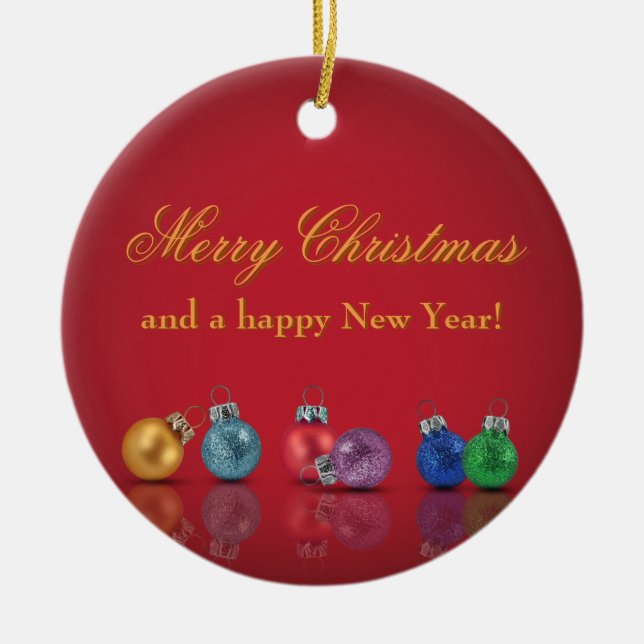Colorful Christmas Glitter Ornaments - Ornament (Front)