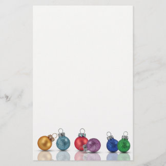 Colorful Christmas Glitter Ornaments Stationery