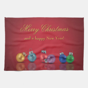 Colorful Christmas Glitter Ornaments Towel