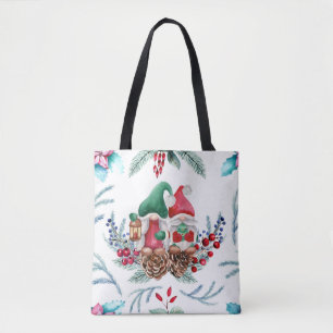 Colorful Christmas Gnomes  Tote Bag