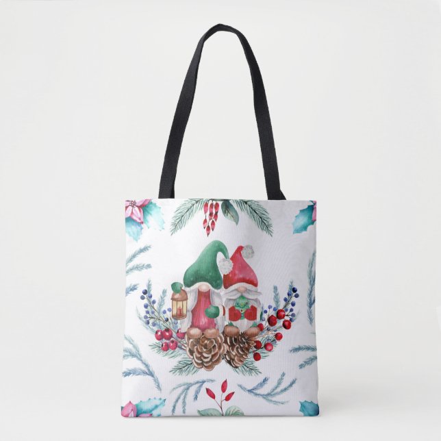 Colorful Christmas Gnomes  Tote Bag (Front)