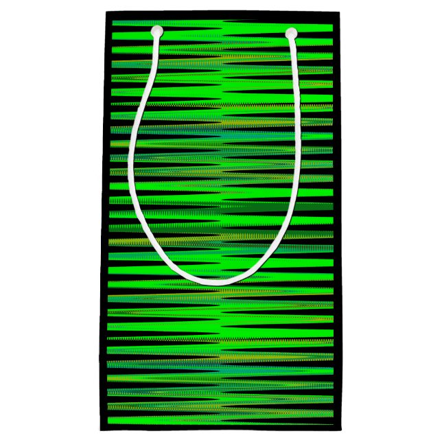 Colorful Christmas Green Stripe Pattern Gift Bag (Front)