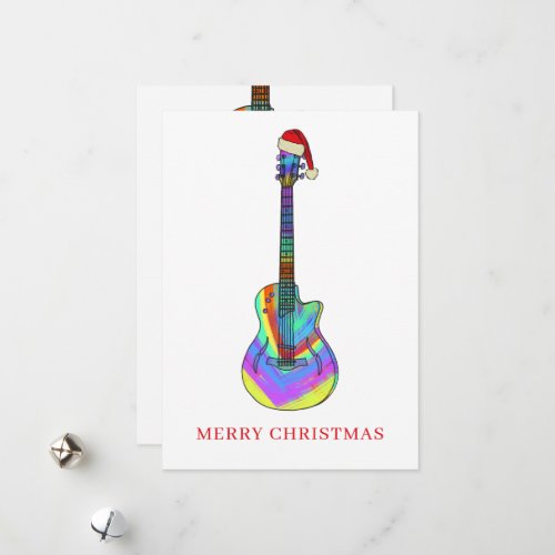 Colorful Christmas Guitar Holiday Card