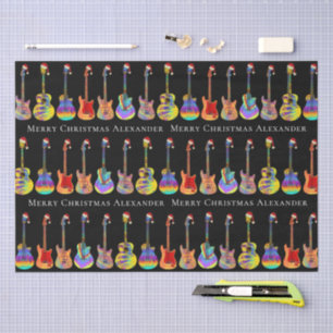 Colorful Christmas Guitar Personalized Tissue Paper