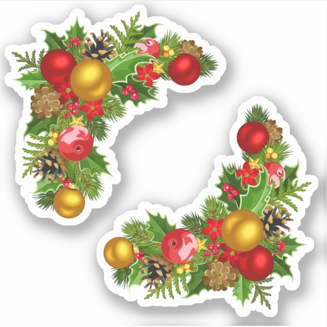 Colorful Christmas Holiday Bough Sticker (Front)