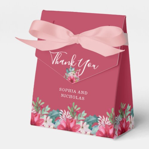 Colorful Christmas Holiday Floral  Thank You Favor Boxes