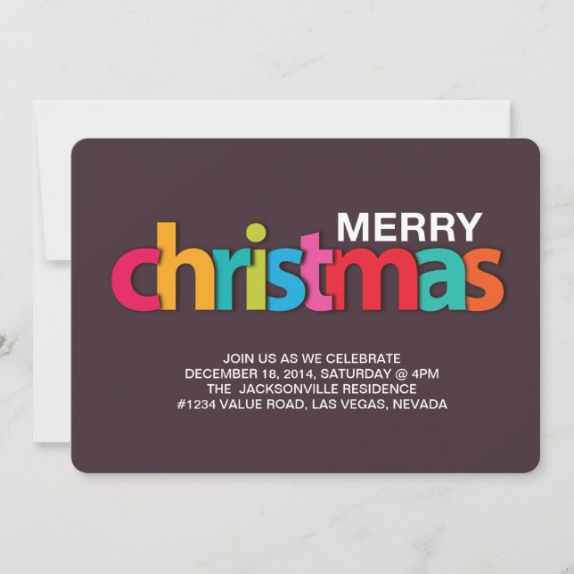 colorful christmas holiday party invitation (Front)