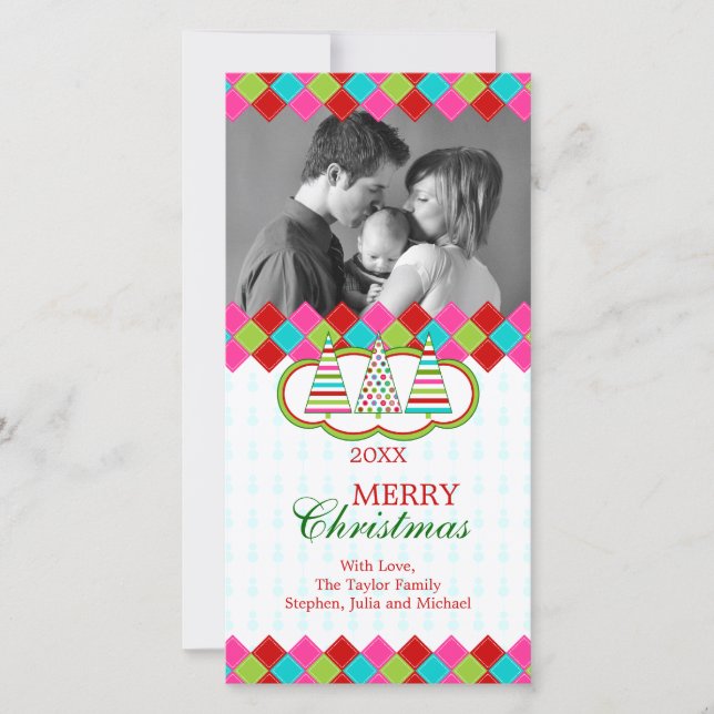 Colorful Christmas Holiday Photo Cards (Front)