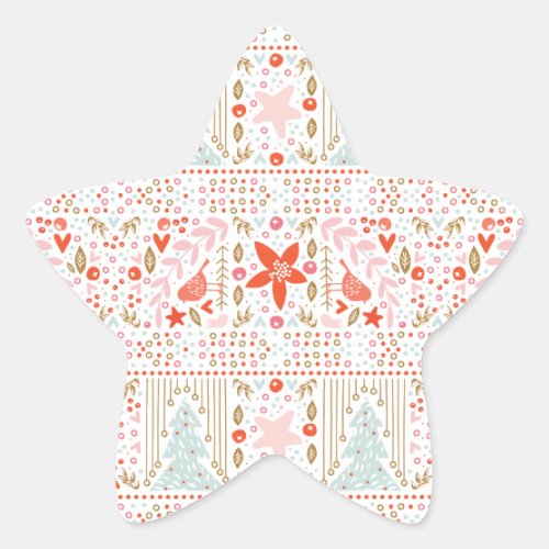 Colorful Christmas Holiday Theme Star Sticker