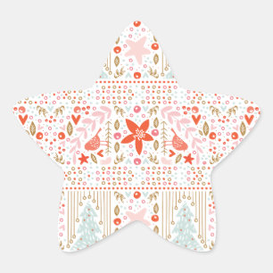 Colorful Christmas Holiday Theme Star Sticker
