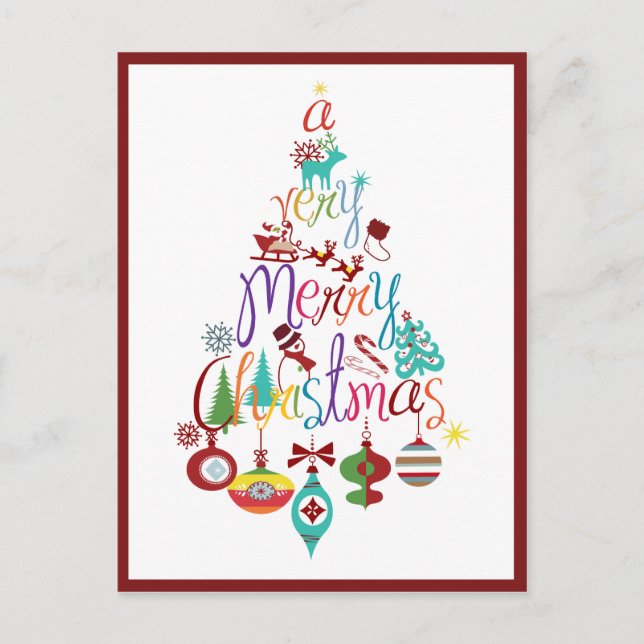 Colorful Christmas Holiday Tree Postcard (Front)
