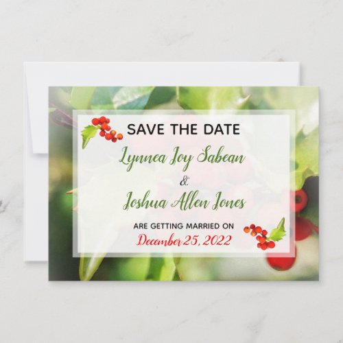 Colorful Christmas Holly Save the Date Card