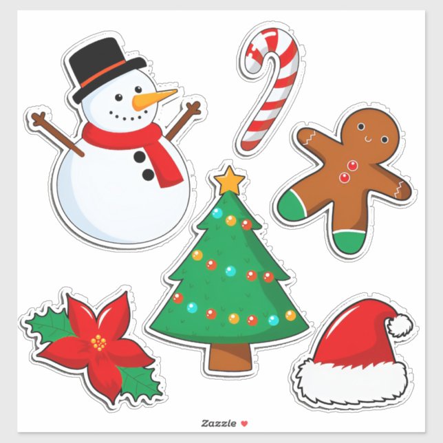 Colorful Christmas Icons Sticker (Sheet)