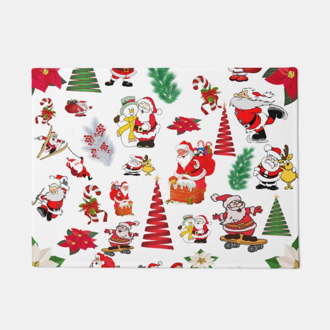 Colorful Christmas Illustration Doormat (Front)