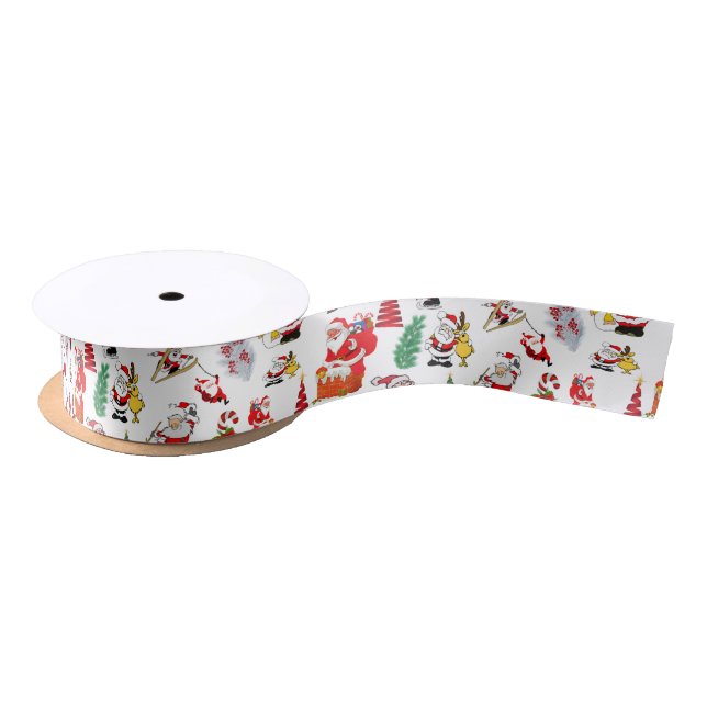 Colorful Christmas Illustration  Satin Ribbon (Spool)