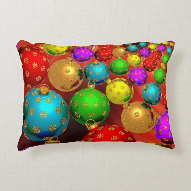 Colorful Christmas Jamboree Accent Pillow (Front)