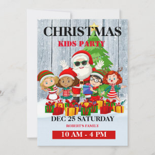 Colorful Christmas Kids Invitation Card