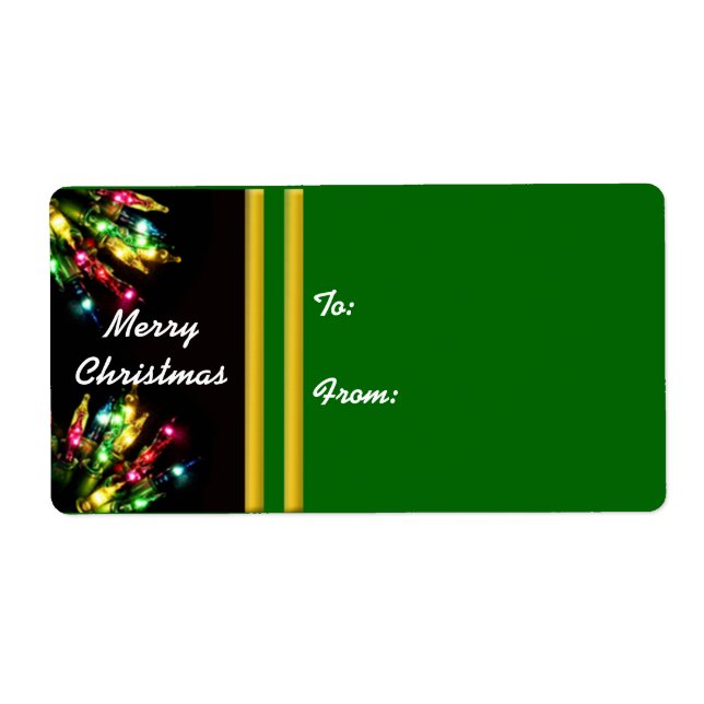 Colorful Christmas Light Border Label (Front)