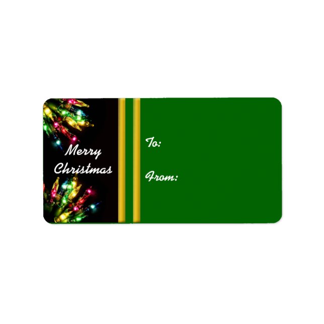Colorful Christmas Light Border Personalized Label (Front)