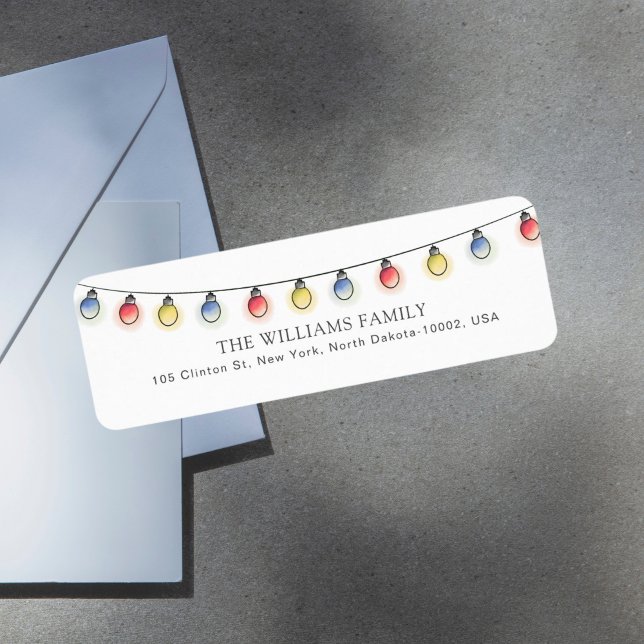 Colorful Christmas Light Custom Family Name Label (Creator Uploaded)