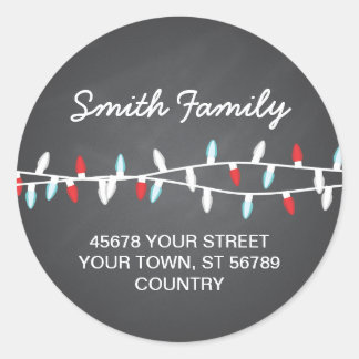 Colorful Christmas Lights Address Label