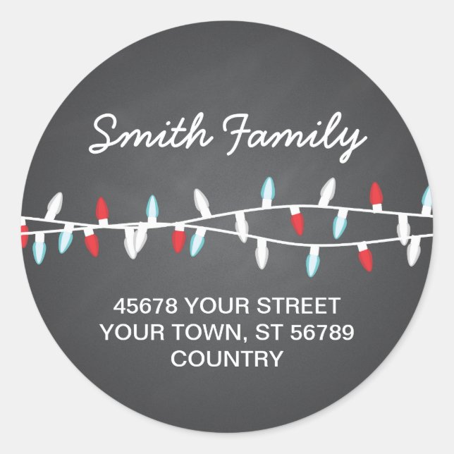 Colorful Christmas Lights Address Label (Front)
