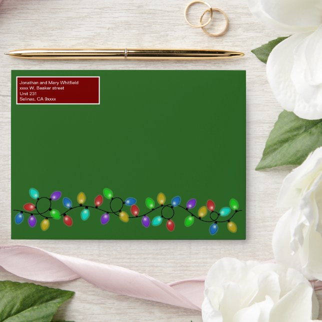 Colorful Christmas Lights  Envelope (Wedding)