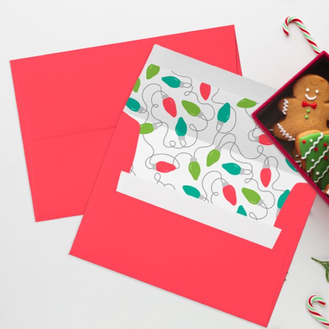 Colorful Christmas Lights Envelope Liner (String Of Lights Holiday Envelope)