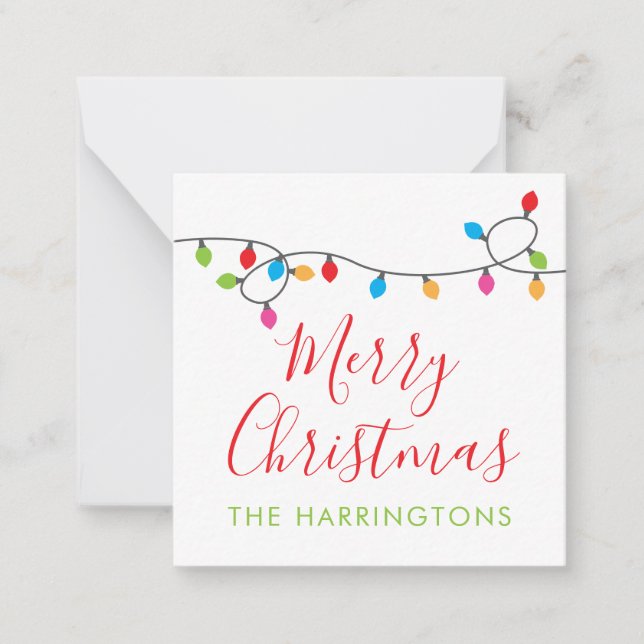 Colorful Christmas Lights Gift Enclosure Cards (Front)