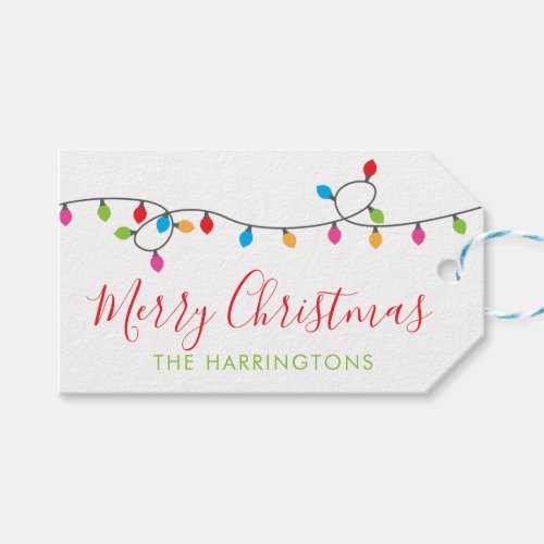 Colorful Christmas Lights Gift Tags