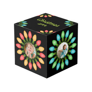 Colorful Christmas Lights Graphic Photo Cube
