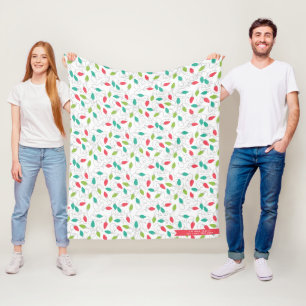 Colorful Christmas Lights Holiday Fleece Blanket