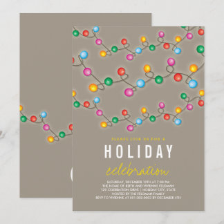 Colorful Christmas Lights Holiday Party Invite