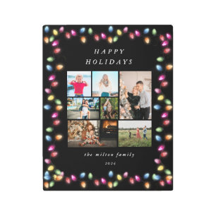 Colorful Christmas Lights Multiple Photos Metal Print