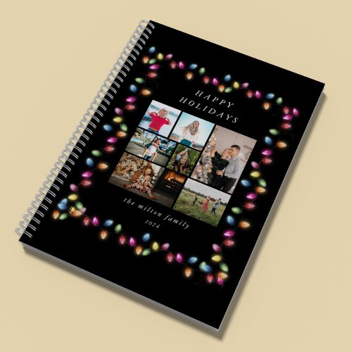 Colorful Christmas Lights Multiple Photos Notebook