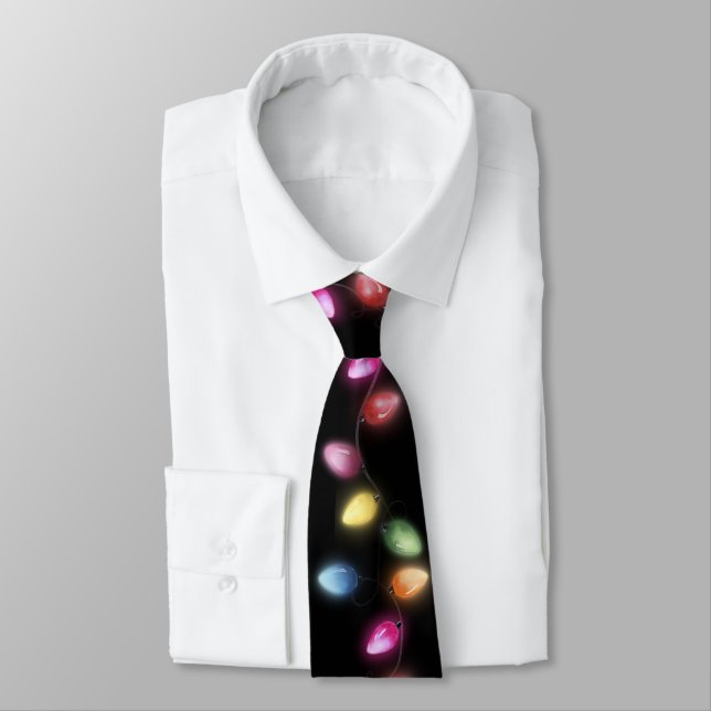 Colorful Christmas Lights Neck Tie (Tied)