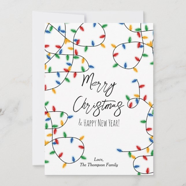 Colorful Christmas Lights No Photo Holiday Card (Front)