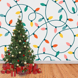 Colorful Christmas Lights Pattern Peel and Stick Wallpaper