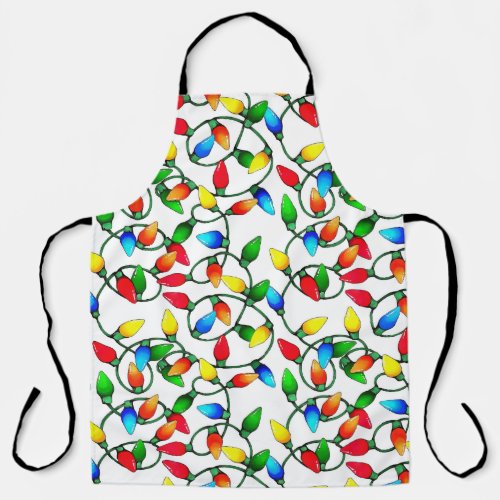 Colorful Christmas Lights Strand Apron