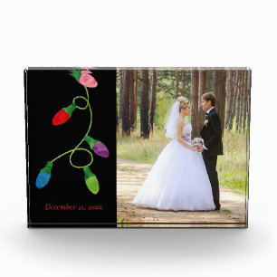 Colorful Christmas Lights Wedding Keepsake Acrylic Award