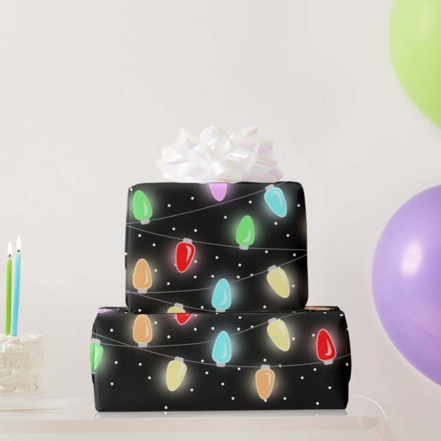 Colorful Christmas Lights Wrapping Paper (Party Gifts)