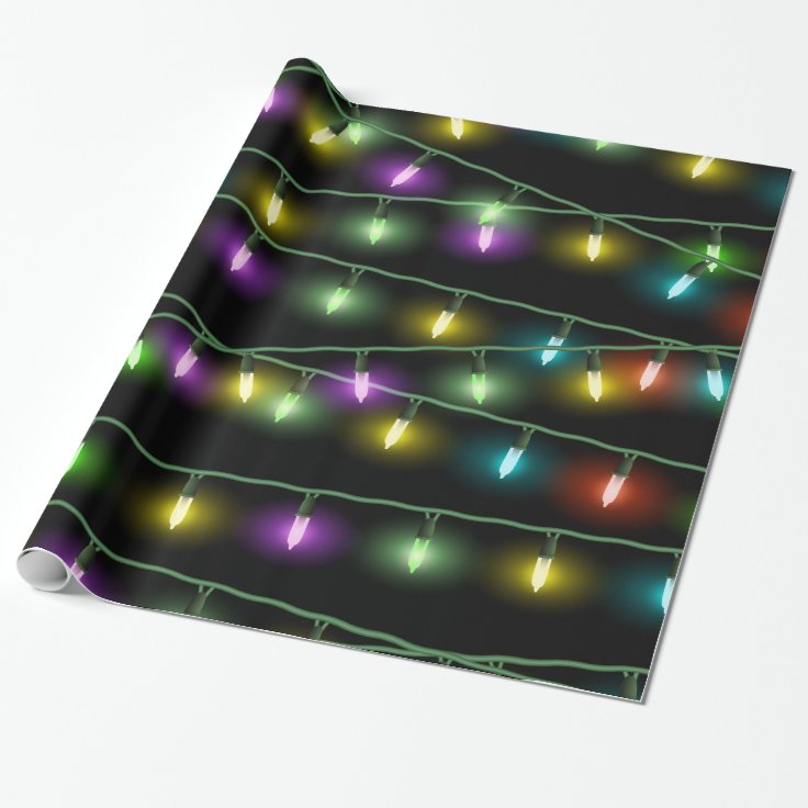 Colorful Christmas Lights Wrapping Paper Zazzle