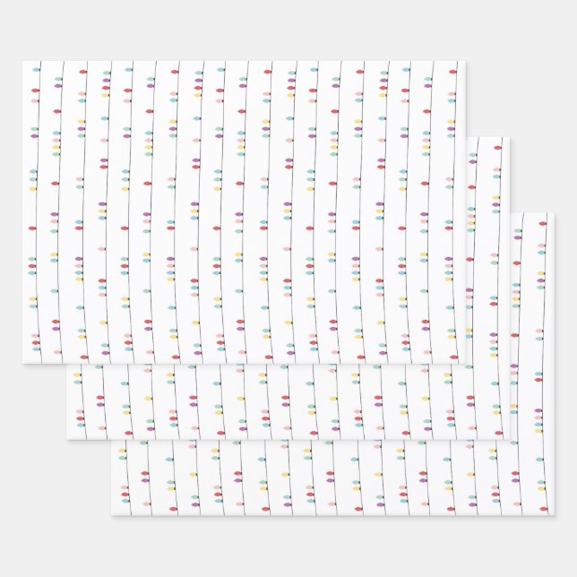 Colorful Christmas Lights - Wrapping Paper Sheets (Set)